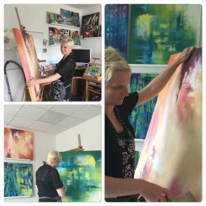 Kerry Sage painting in my studio